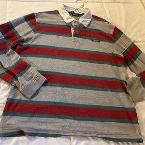 Patagonia Mens Large Organic Cotton Rugby Shirt Striped Long Sleeve MSRP $79